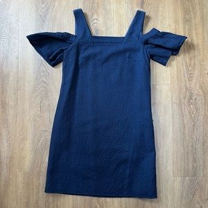 EUC J. Crew Basketweave Cold Shoulder Dress • Navy Blue • small